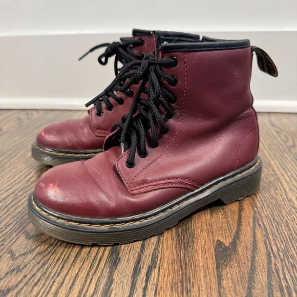 Dr Martens Junior 1460 Softy T Leather Lace Up Burgundy Boots size 1 - Picture 4 of 7